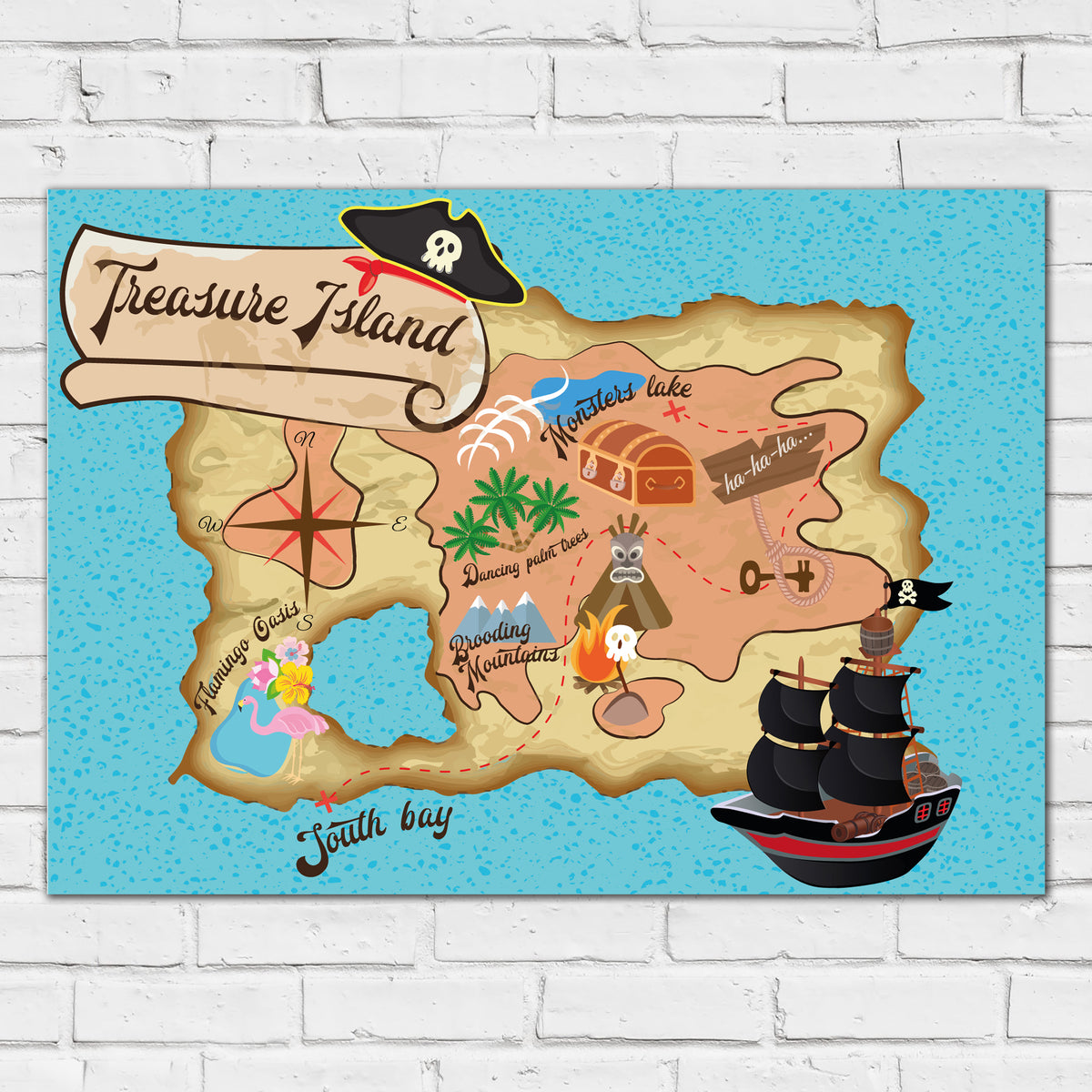 Pirate Print - Treasure Map Poster Wall Art