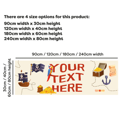 Pirate Birthday - Pirate Icons Personalised Banner Wall Sticker