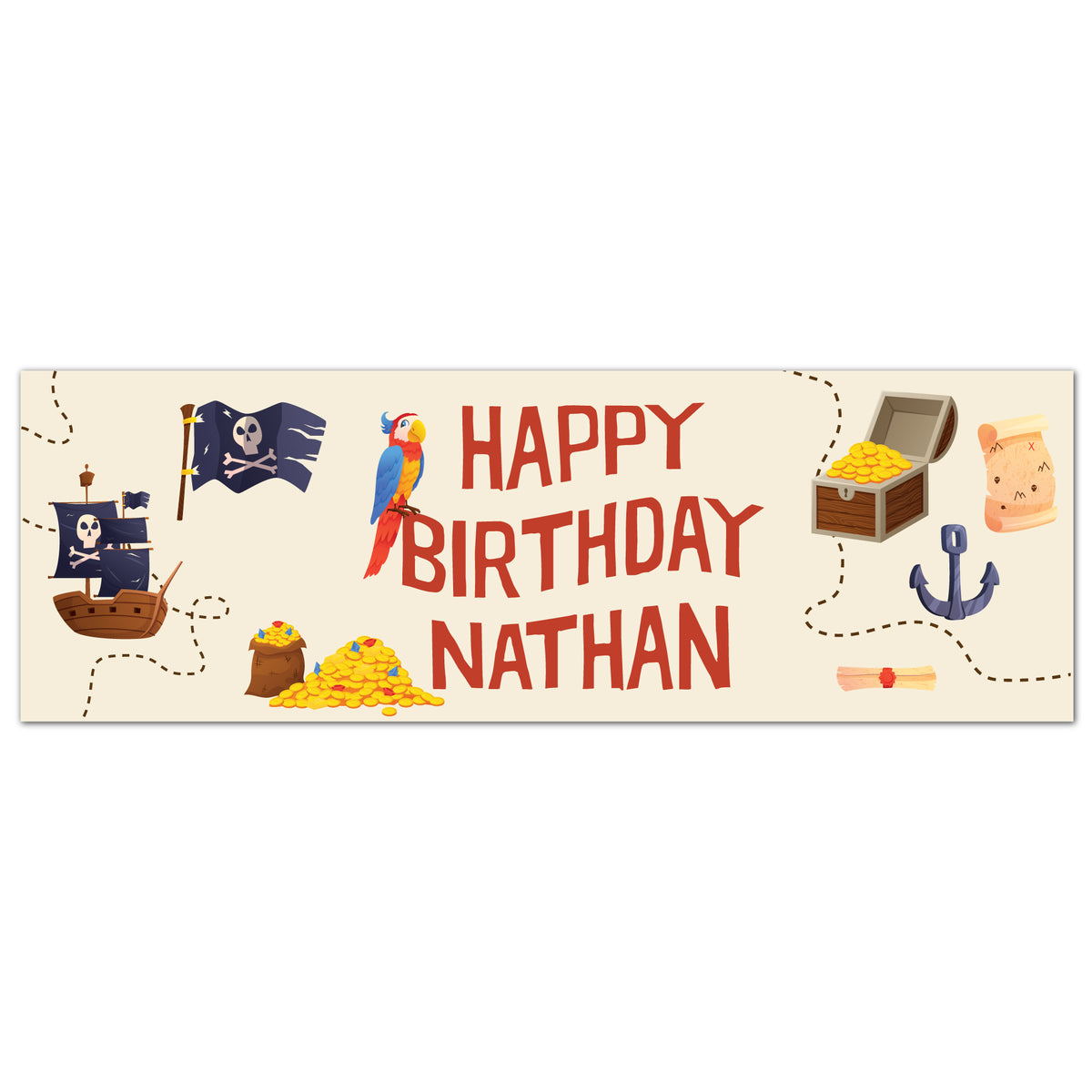 Pirate Birthday - Pirate Icons Personalised Banner Wall Sticker