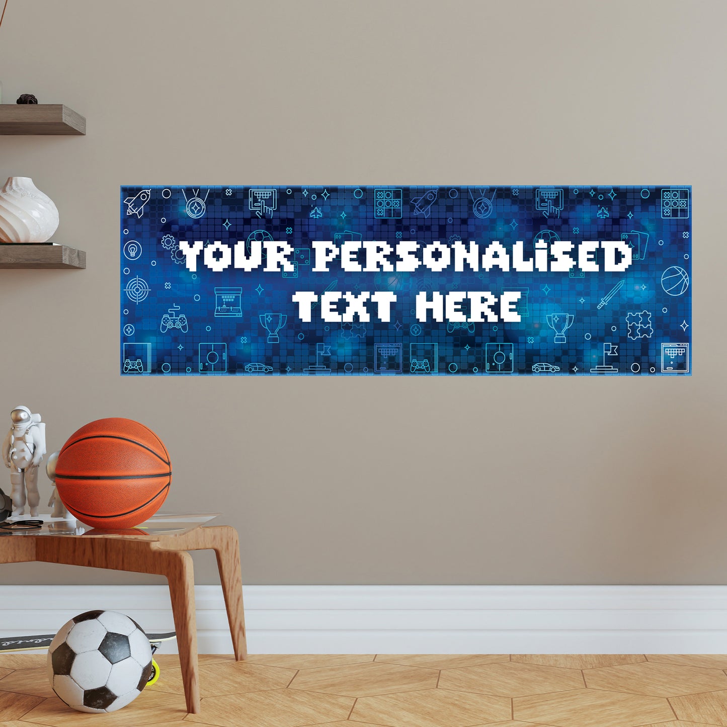 Gaming Birthday – Pixel Personalised Banner Wall Sticker