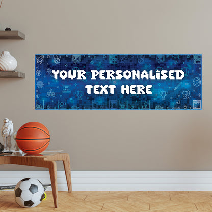 Gaming Birthday – Pixel Personalised Banner Wall Sticker