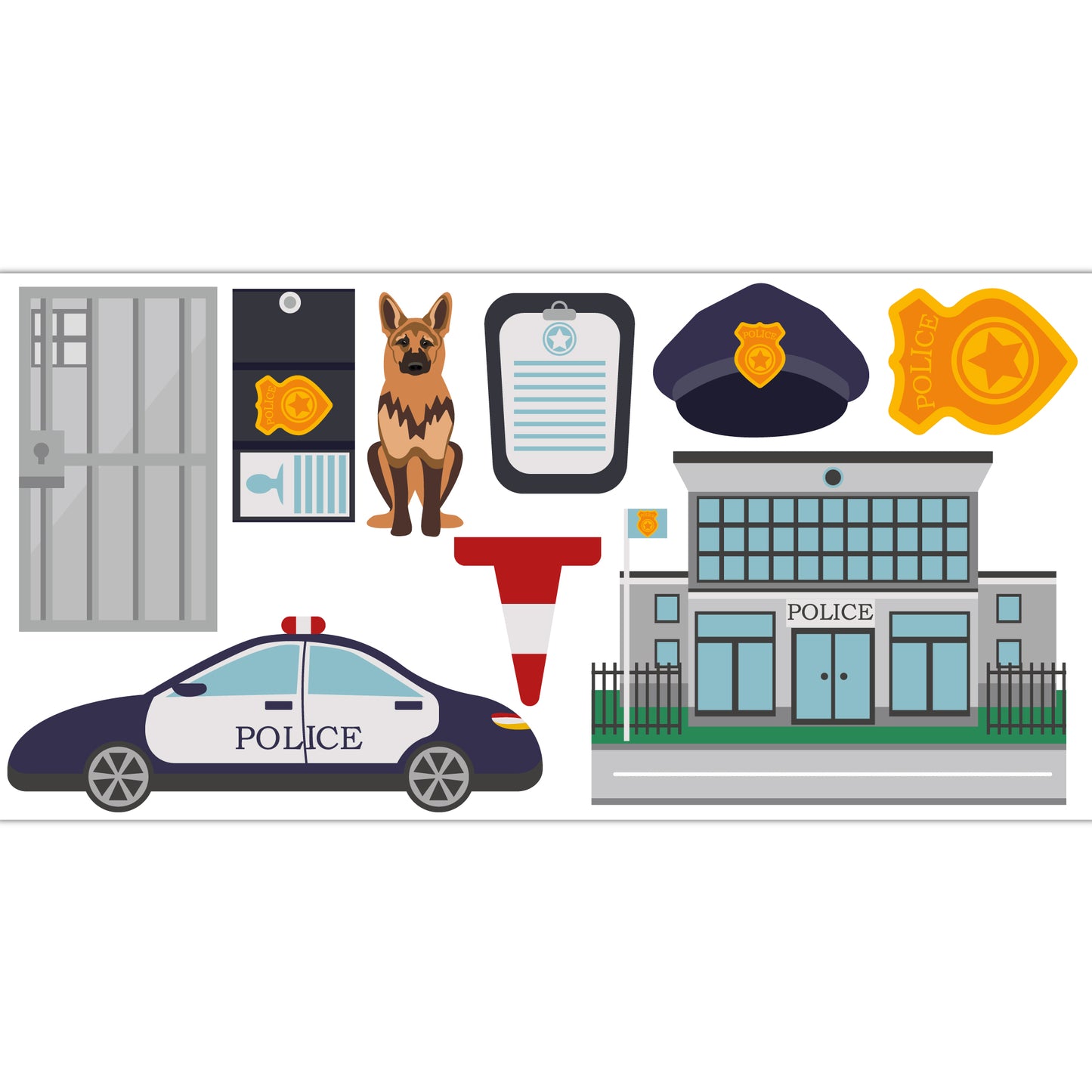 Police Wall Sticker - Police Station Decal Set Wall Art