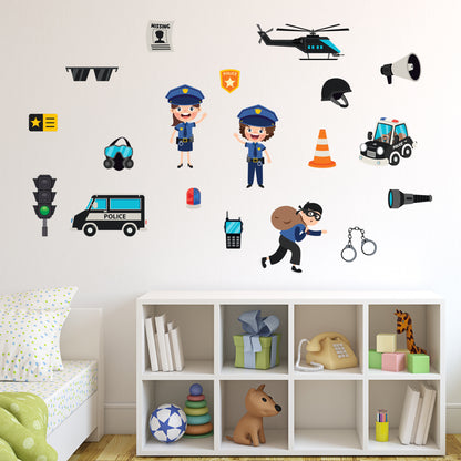 Police Wall Sticker - Police Icons Decal Set Wall Art