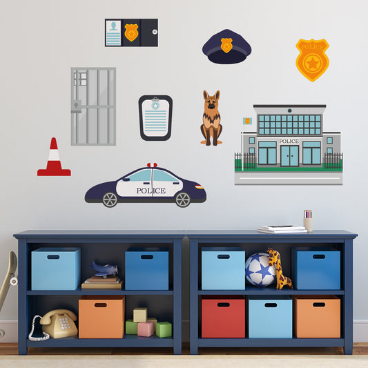 Police Wall Sticker - Police Station Decal Set Wall Art