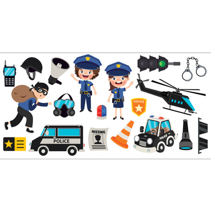Police Wall Sticker - Police Icons Decal Set Wall Art