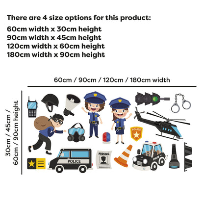 Police Wall Sticker - Police Icons Decal Set Wall Art