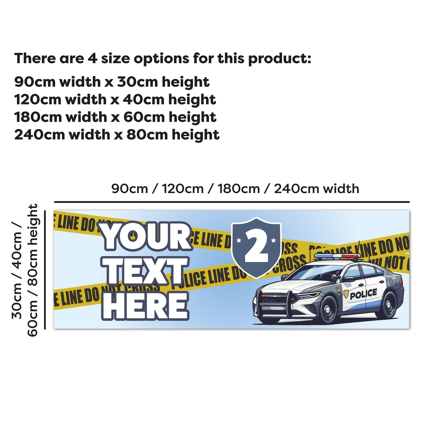 Police Birthday - Police Car And Police Tape Personalised Name Banner Wall Sticker