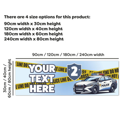 Police Birthday - Police Car And Police Tape Personalised Name Banner Wall Sticker