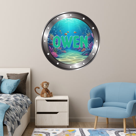 Porthole Wall Sticker - Under The Sea Kids Personalised Wall Art