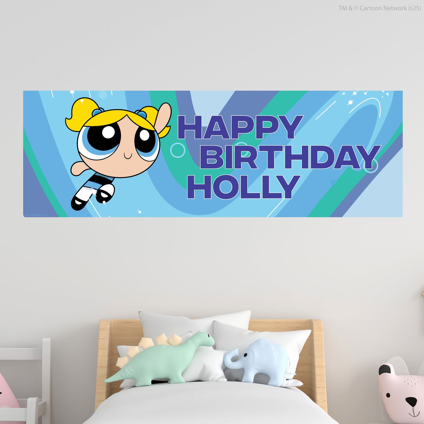 Powerpuff Girls Birthday - Bubbles Personalised Name Banner Wall Sticker