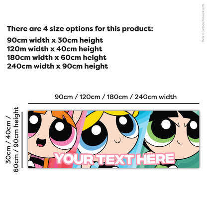 Powerpuff Girls Birthday - Sisters Close Up Personalised Name Banner Wall Sticker