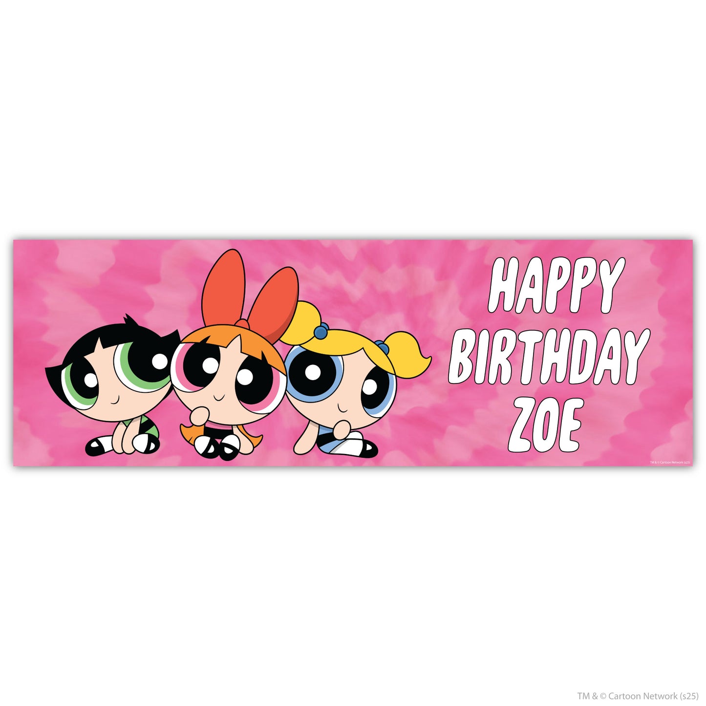Powerpuff Girls Birthday - Trio Pink Personalised Name Banner Wall Sticker