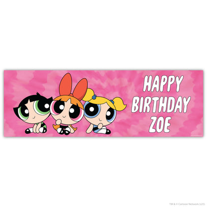 Powerpuff Girls Birthday - Trio Pink Personalised Name Banner Wall Sticker