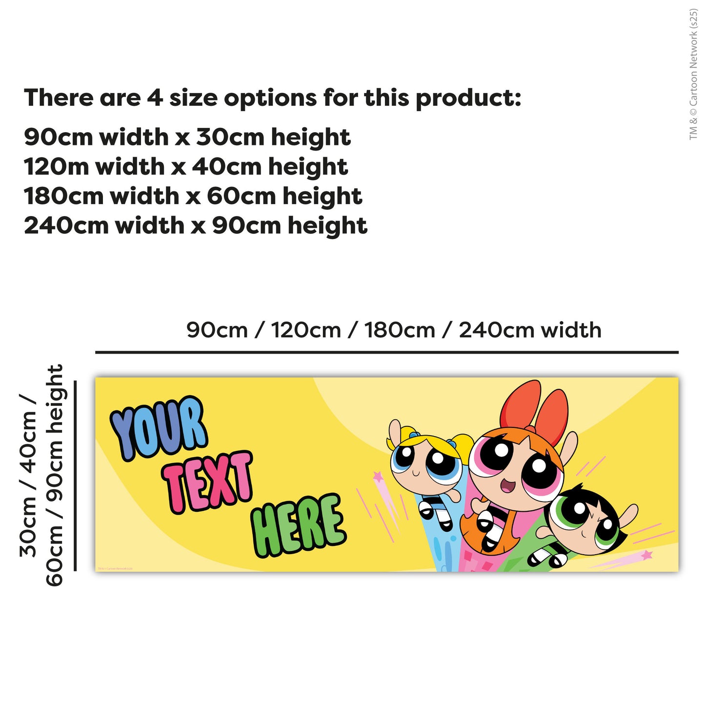 Powerpuff Girls Birthday - Trio Yellow Personalised Name Banner Wall Sticker
