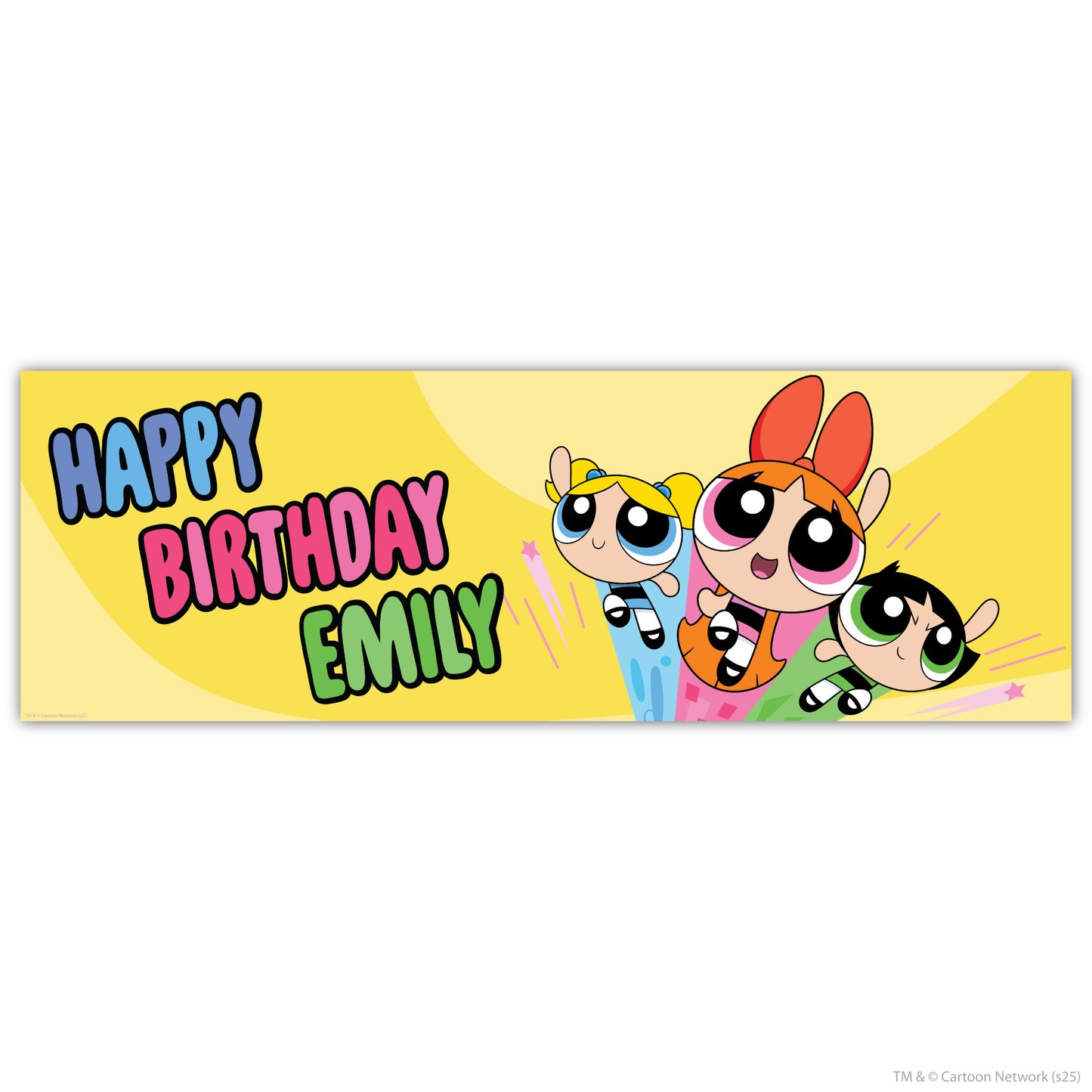 Powerpuff Girls Birthday - Trio Yellow Personalised Name Banner Wall Sticker