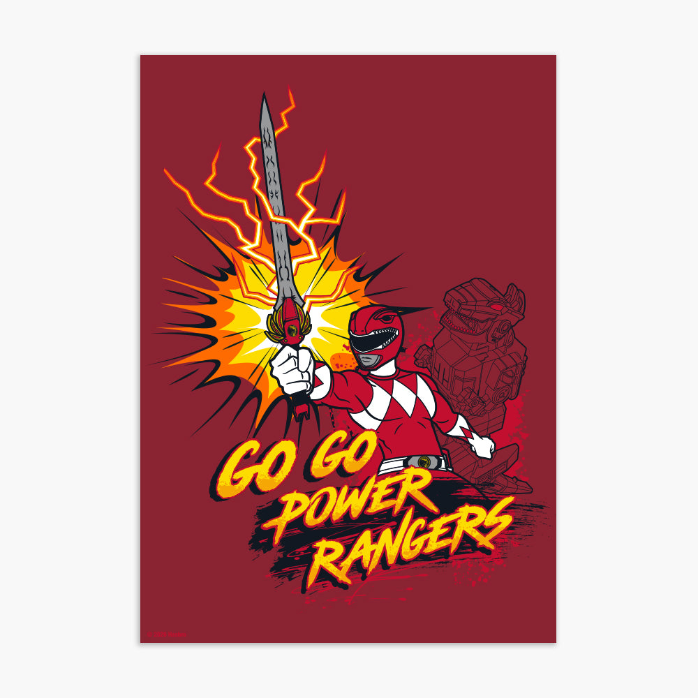 Power Rangers Print - Go Go Power Rangers Red Poster Wall Art