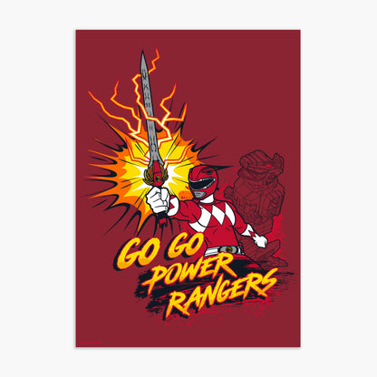 Power Rangers Print - Go Go Power Rangers Red Poster Wall Art