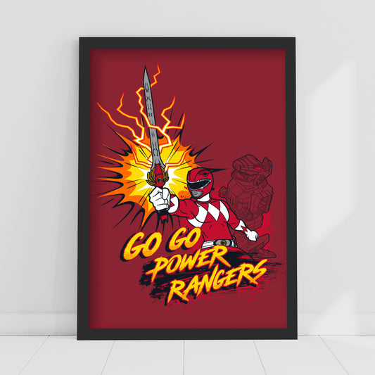 Power Rangers Print - Go Go Power Rangers Red Poster Wall Art