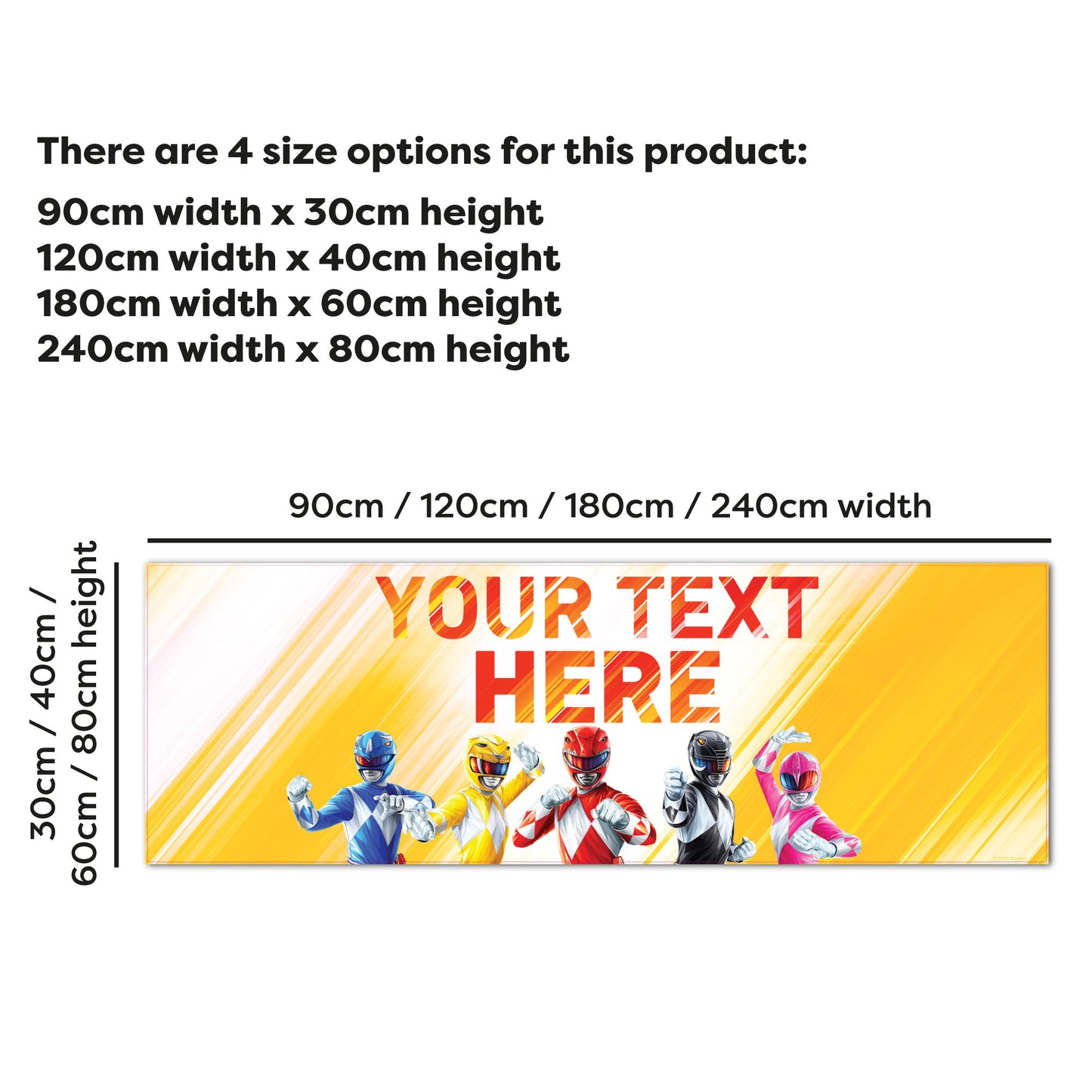 Power Rangers Birthday - Group Yellow Personalised Banner Wall Sticker