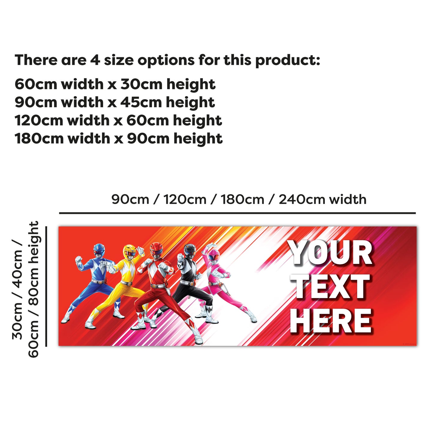 Power Rangers Birthday - Group Red Personalised Banner Wall Sticker