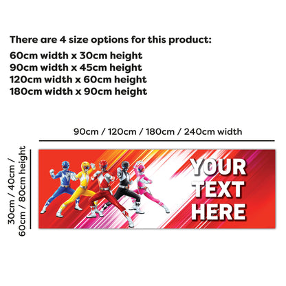Power Rangers Birthday - Group Red Personalised Banner Wall Sticker