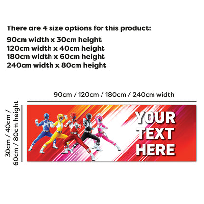 Power Rangers Birthday - Group Red Personalised Banner Wall Sticker