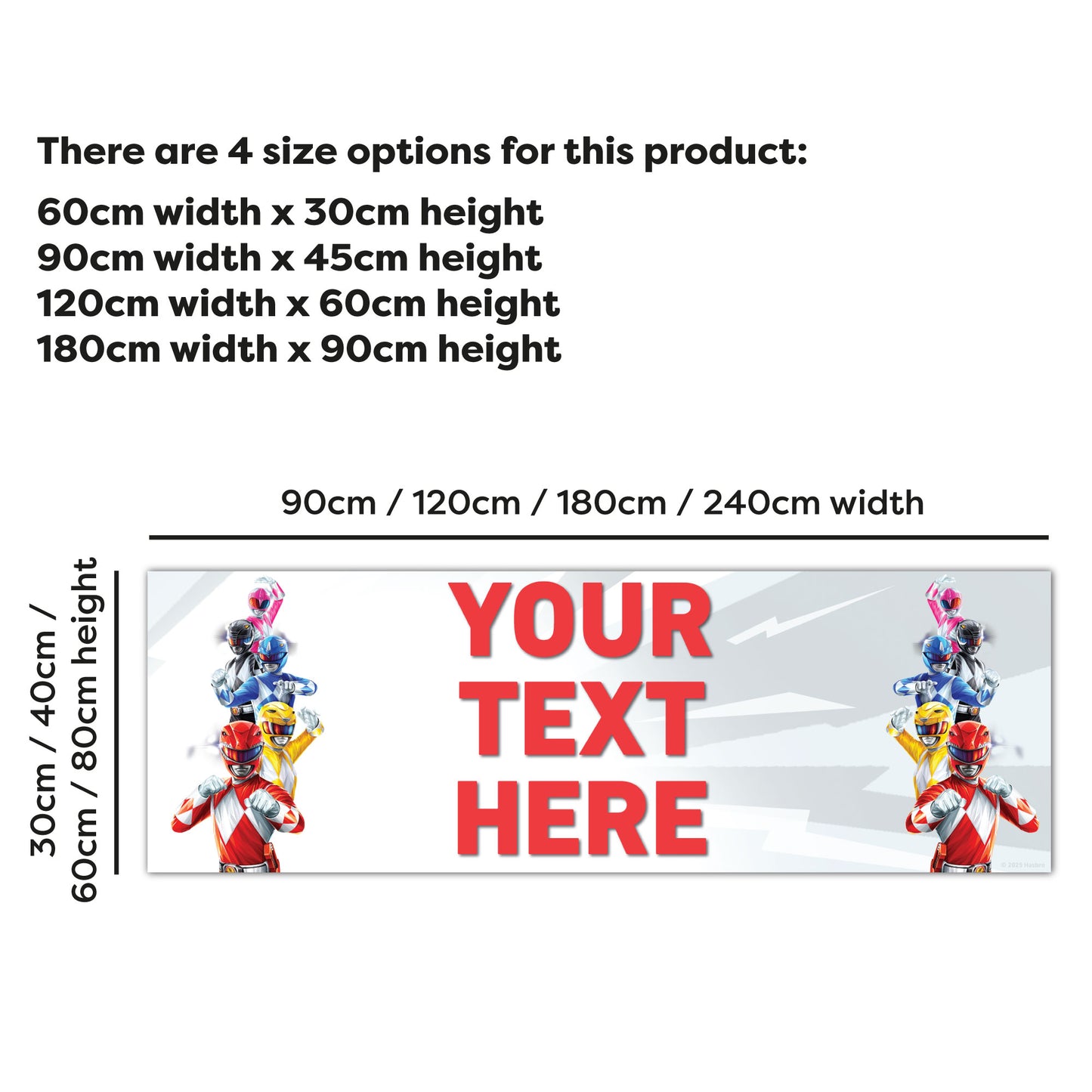 Power Rangers Birthday - Group White Personalised Banner Wall Sticker