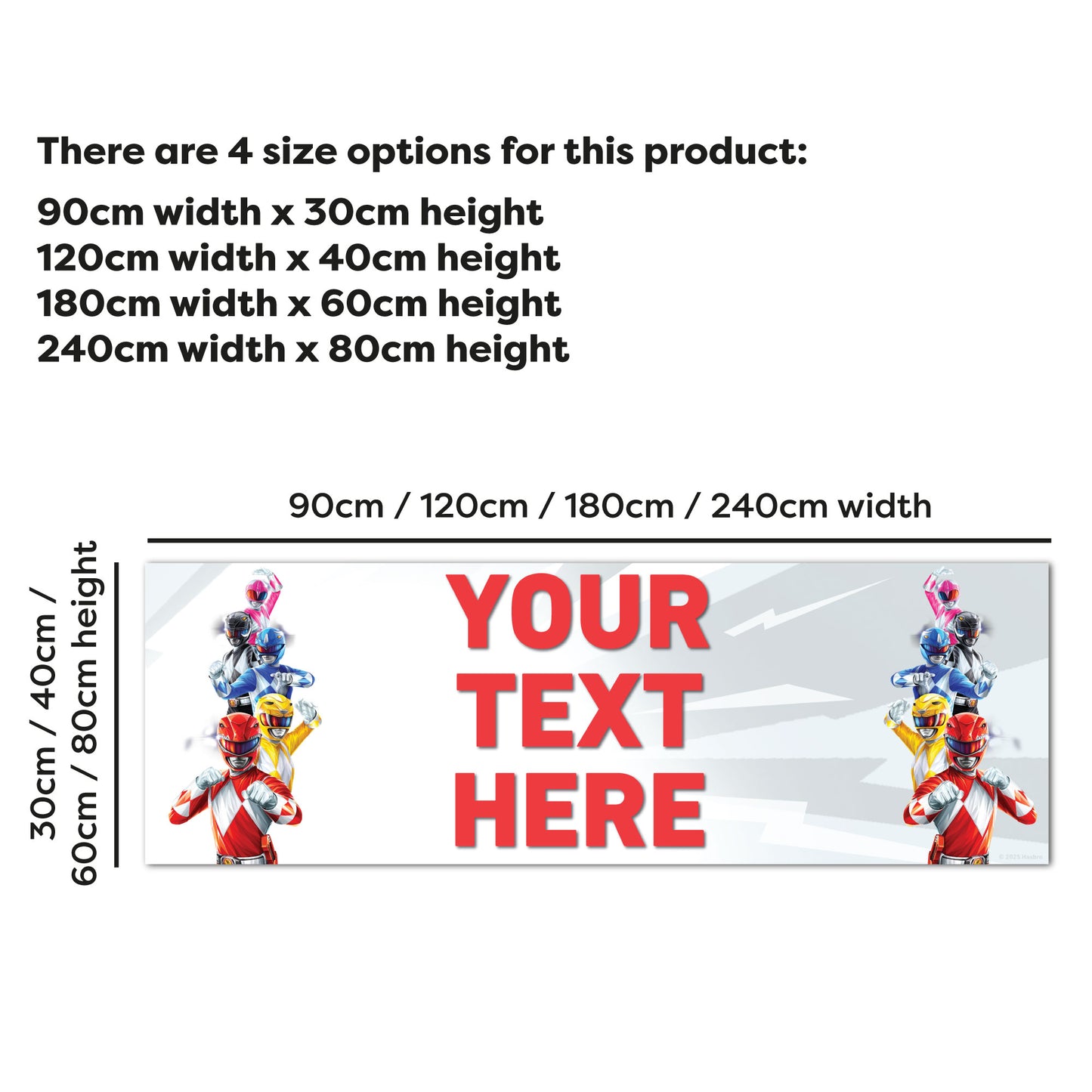 Power Rangers Birthday - Group White Personalised Banner Wall Sticker