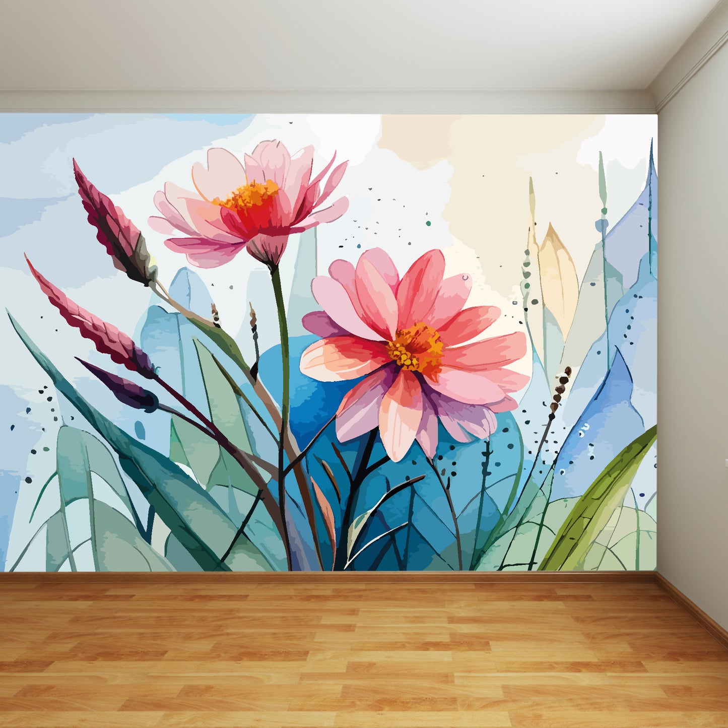Pretty Florals Full Wall Mural