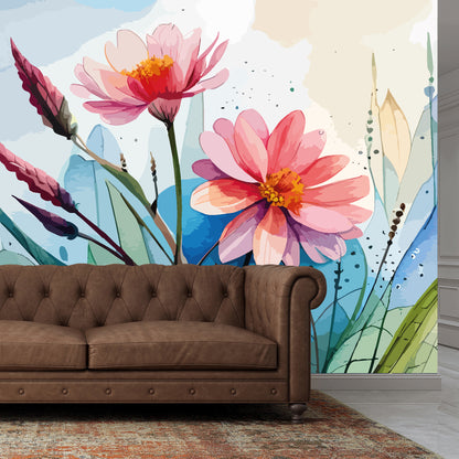 Pretty Florals Full Wall Mural