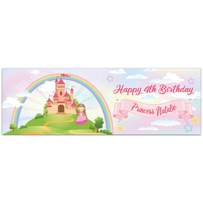 Princess Birthday – Rainbow Castle Personalised Banner Wall Sticker
