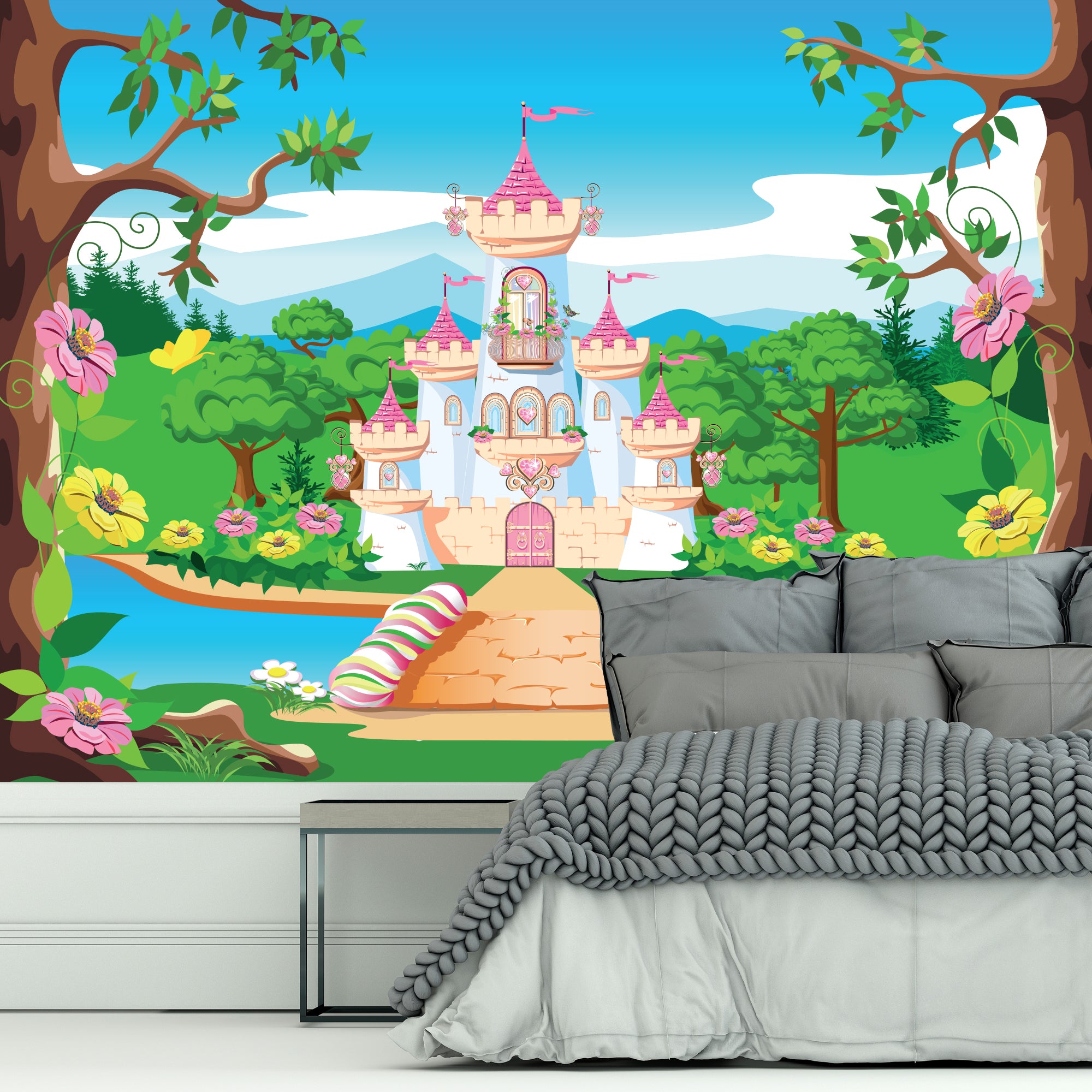 Princess Full Wall Mural - Castle Bridge Wall Art – www.themed.co.uk