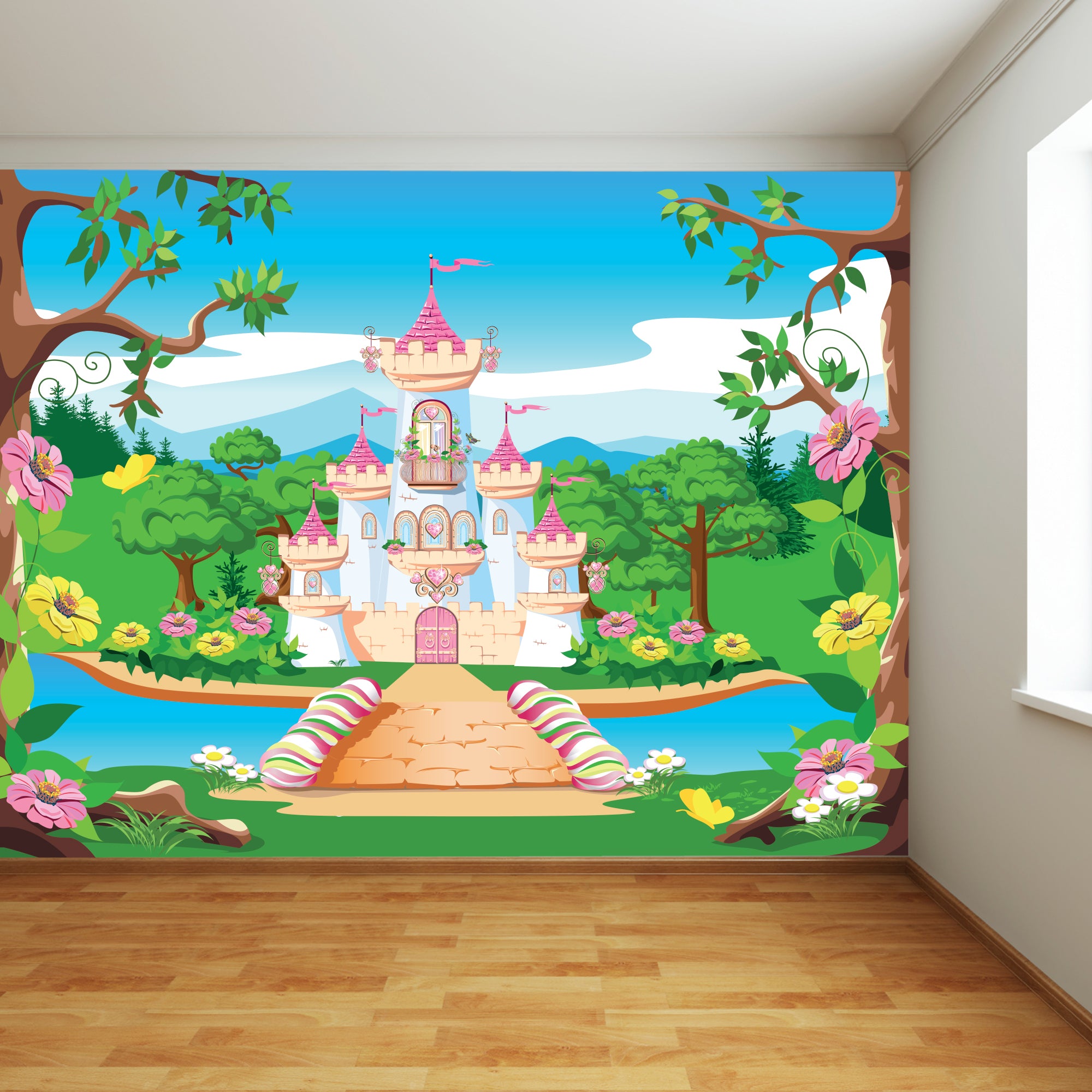Princess Full Wall Mural - Castle Bridge Wall Art – www.themed.co.uk