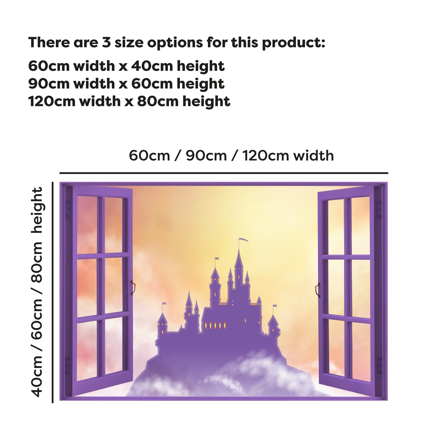 Princess Wall Sticker - Castle Colour Mist Open Window Decal Art