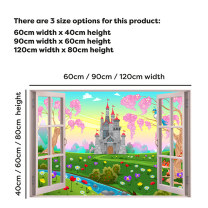 Princess Wall Sticker - Castle Flowers Open Window Decal Art