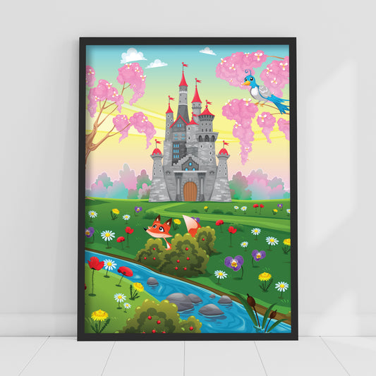 Princess Print - Castle Flowers Poster Wall Art