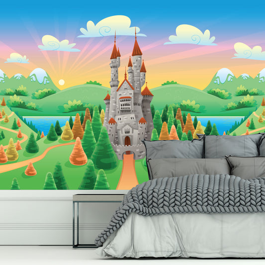 Princess Full Wall Mural - Castle Sunrise Wall Art