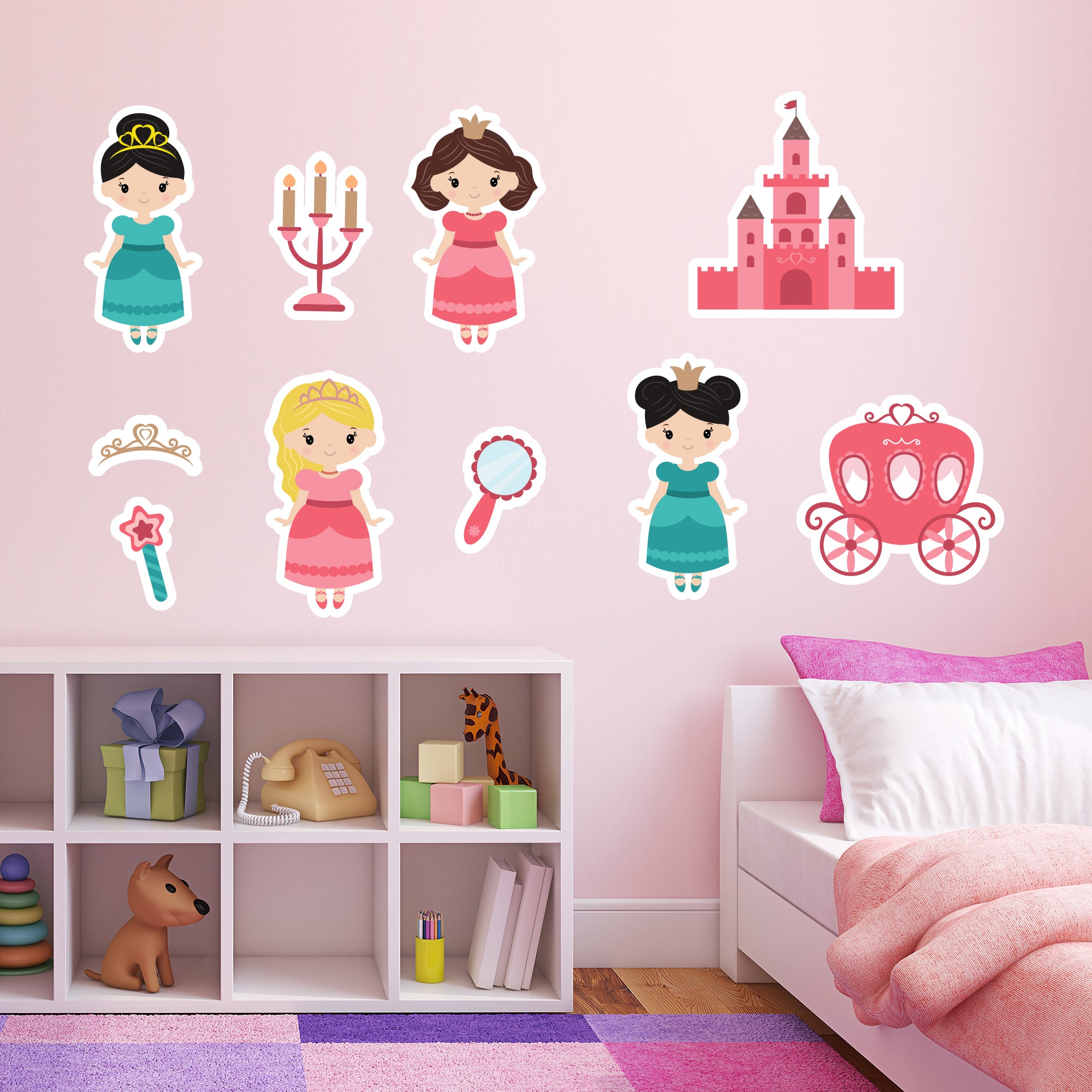 6 Princesses Set of Wall Stickers Bedroom Art Decal Mural Kids – www ...