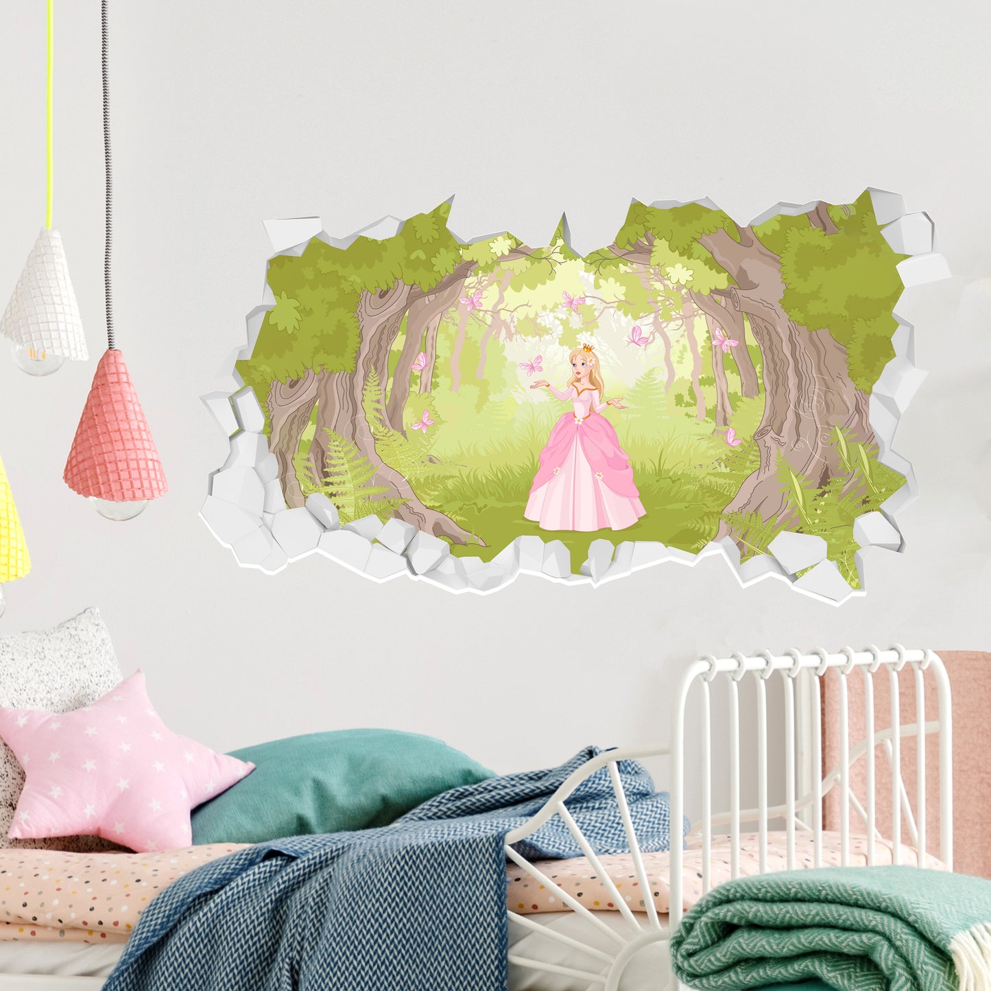 Princess Wall Sticker - Princess in Woods Broken Wall Art Decal
