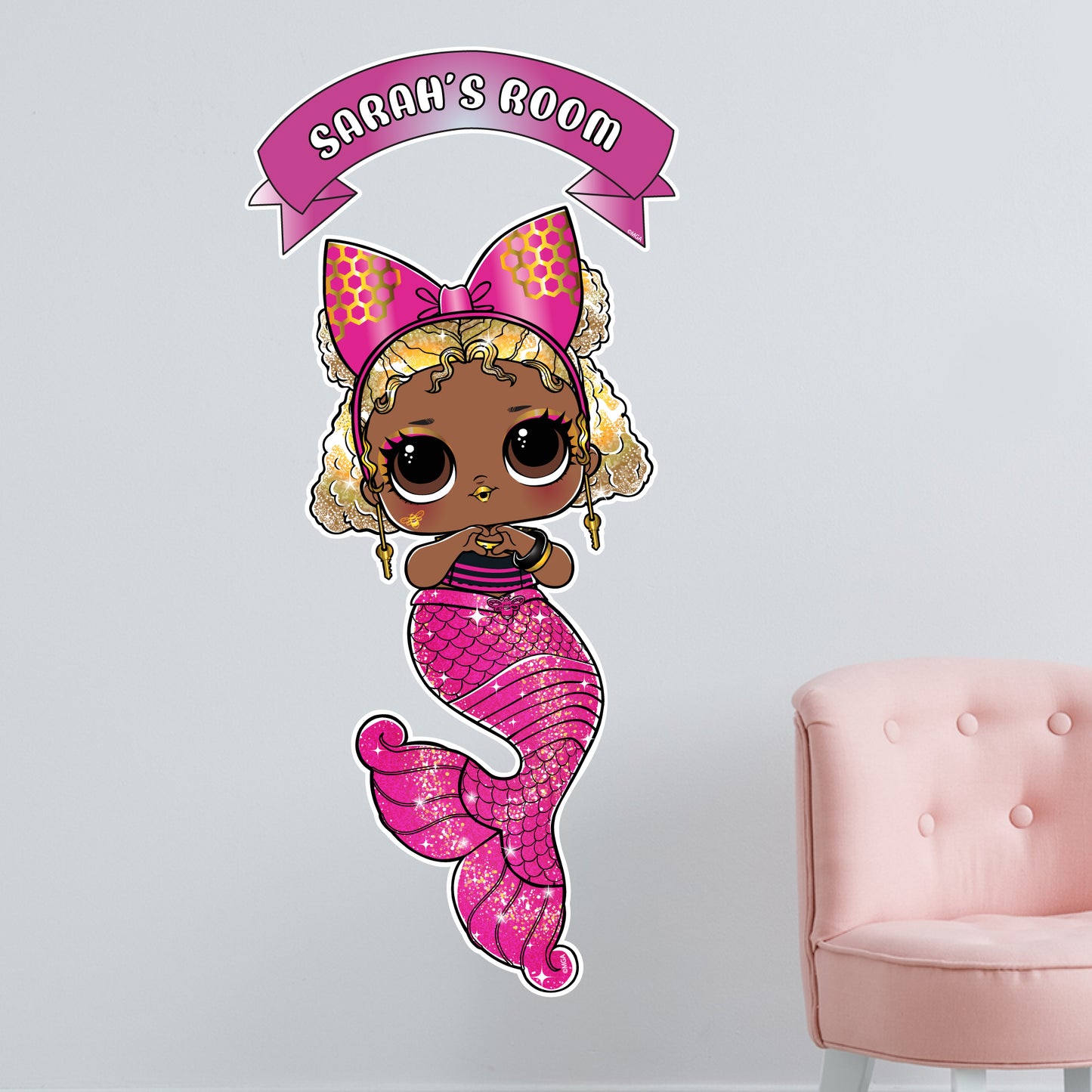 L.O.L Surprise! Wall Sticker - Mermaids Queen Bee Personalised Name Wall Art
