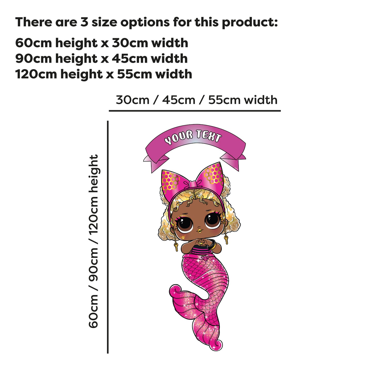 L.O.L Surprise! Wall Sticker - Mermaids Queen Bee Personalised Name Wall Art