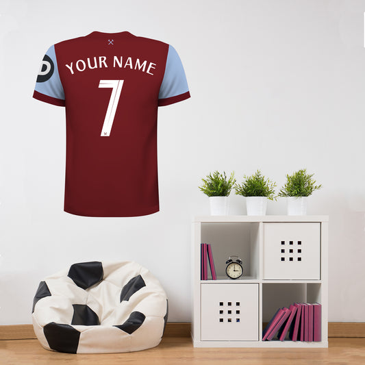 West Ham United Football Club - Personalised Football Shirt 23/24 Wall Sticker