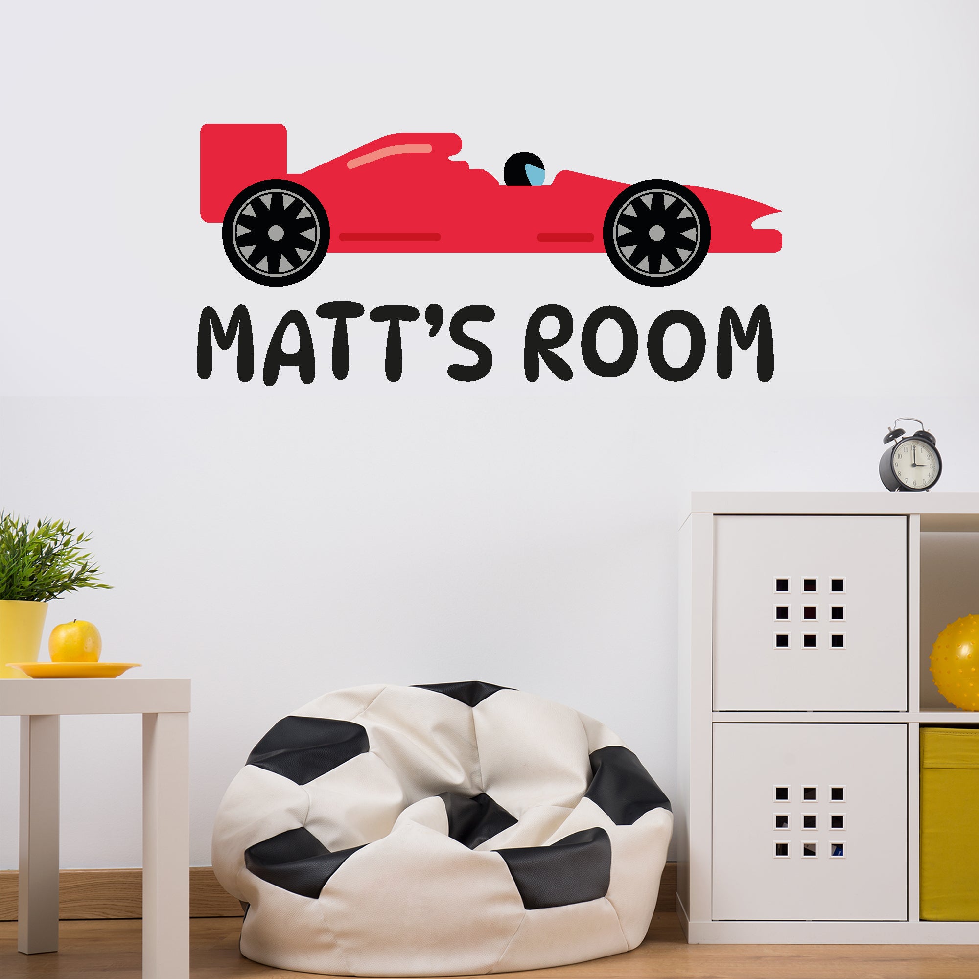 F1 Wall Sticker - Red Race Car Personalised Name Sports Car Wall Art ...