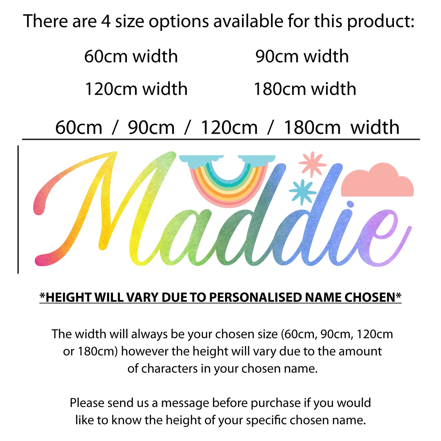 Rainbow Wall Sticker - Pastel Watercolour Personalised Name Wall Art