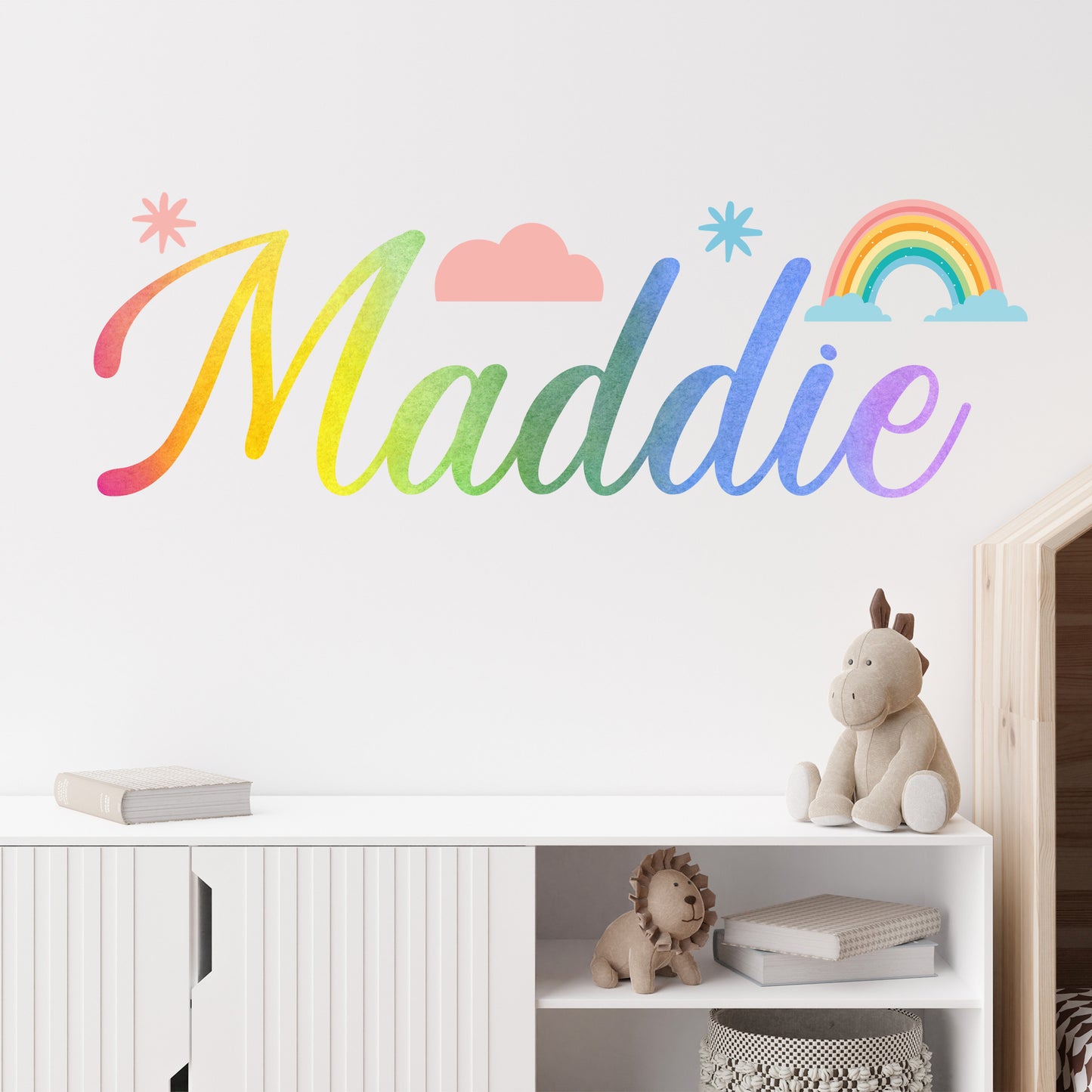 Rainbow Wall Sticker - Pastel Watercolour Personalised Name Wall Art