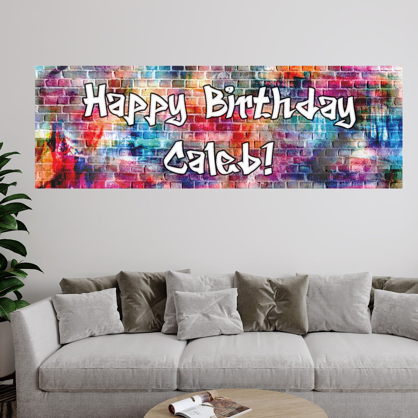Graffiti Birthday – Rainbow Wall Personalised Banner Wall Sticker