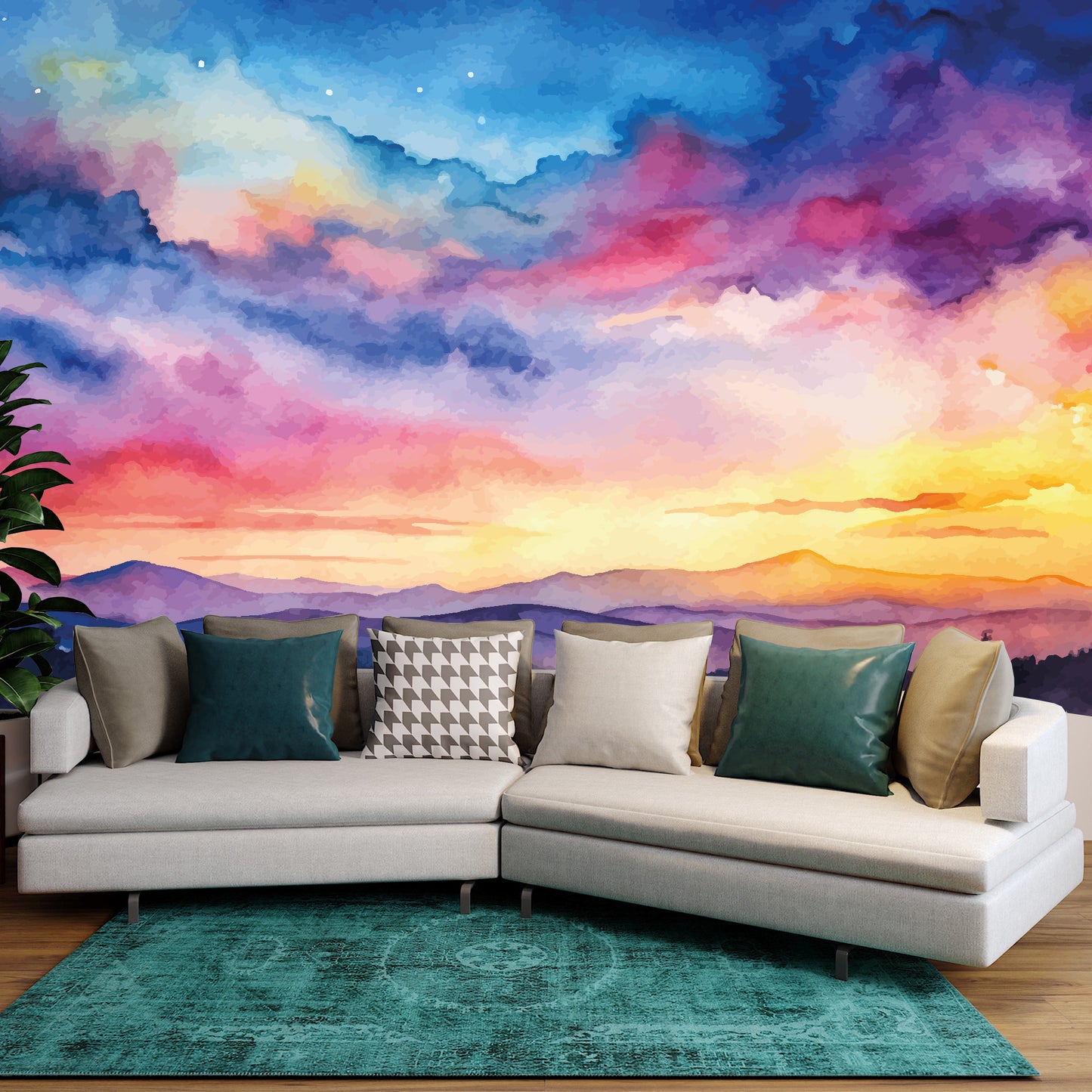Rainbow Sunset Full Wall Mural