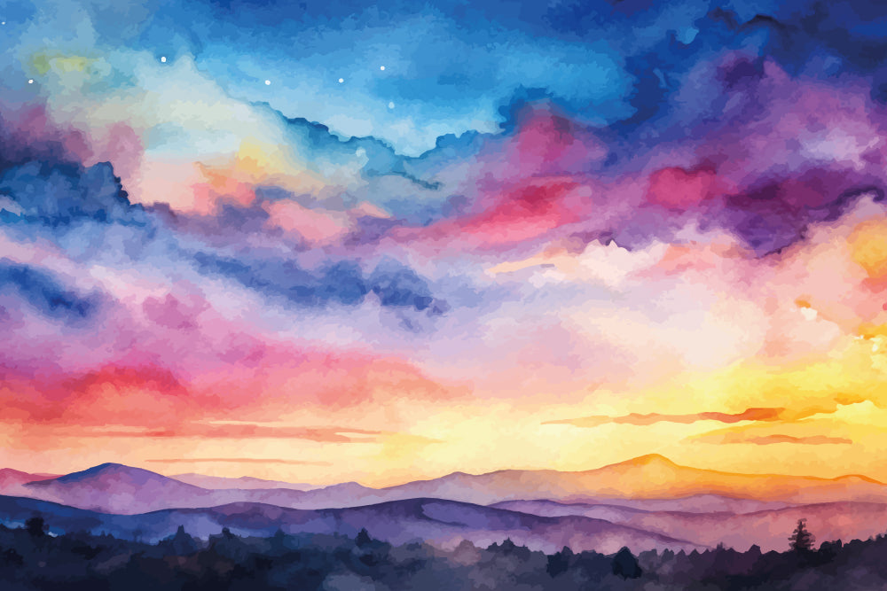 Rainbow Sunset Full Wall Mural