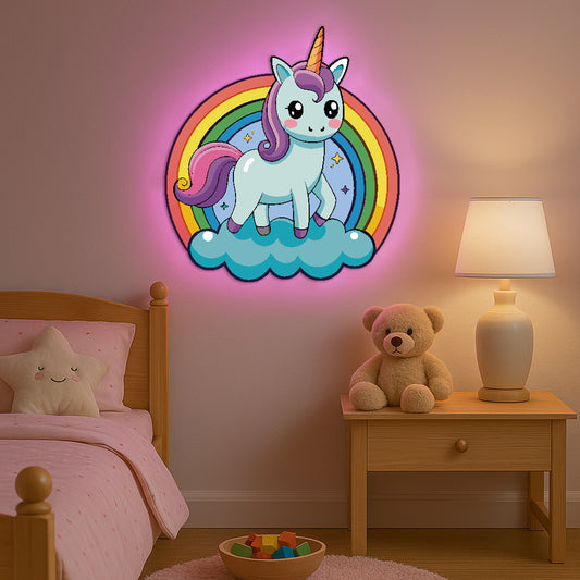 Rainbow Unicorn LED Backlit Wallpop