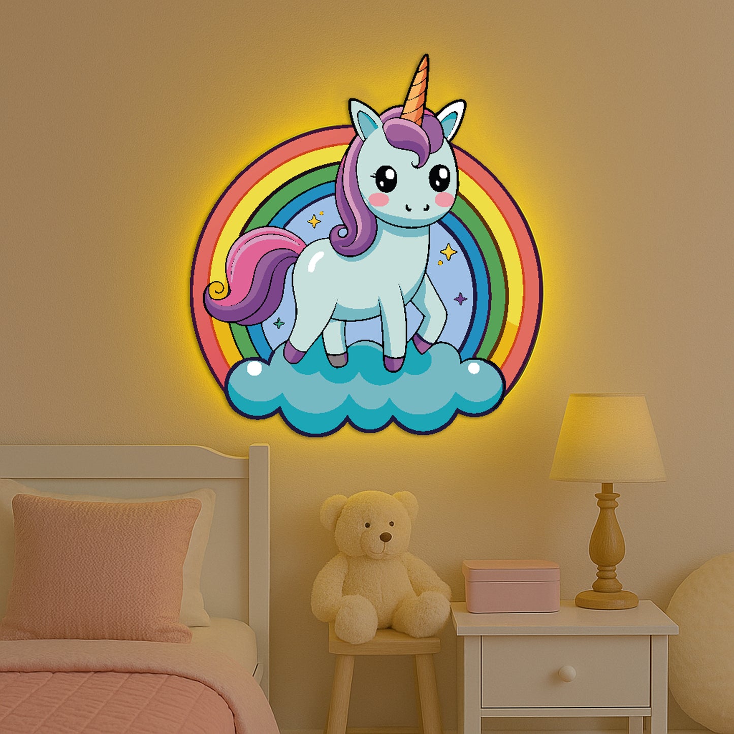 Rainbow Unicorn LED Backlit Wallpop